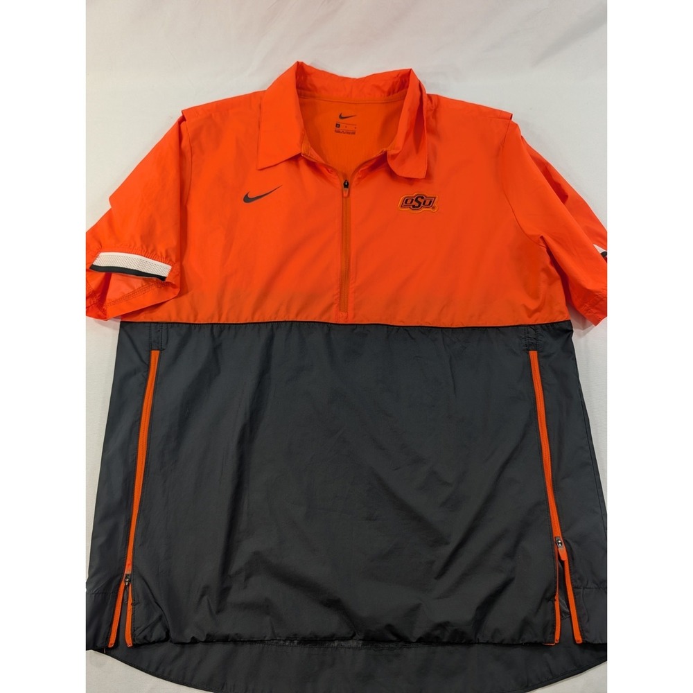 Nike Oklahoma State Player Issued Windbreaker Sz Medium Batters Jacket Side Zips